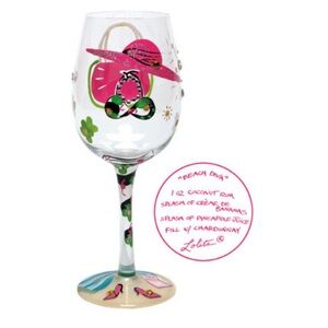 Lolita Beach Diva Pink Wine Glass